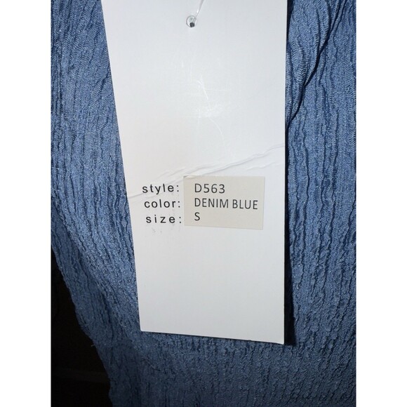 JUMPSUIT ROMPER one piece blue size small crinkle material wide leg flowy - Picture 5 of 15